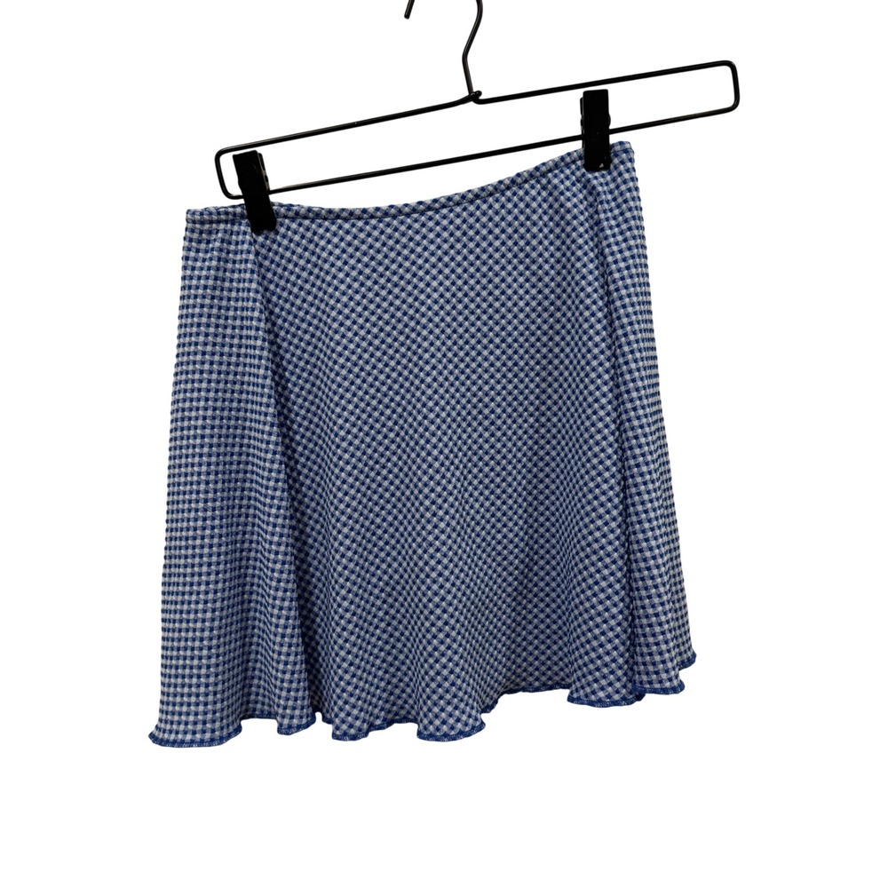 Wild Fable Blue‎ White Gingham Skort XS A-Line Lettuce Edge Mini Skirt Shorts